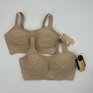 Truekind Daily‎ Comfort Wirefree Shaper Bra 2 pack in Chai size L NWT
